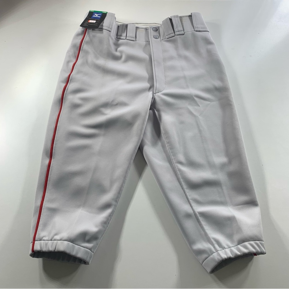 Mizuno Premier Adult Large Baseball Pants Short Knickers Pant Gray Red